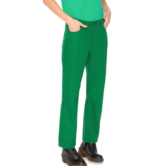 Free People • Sandrine Rose Kelly Green Denim Jeans - Picture 2 of 5